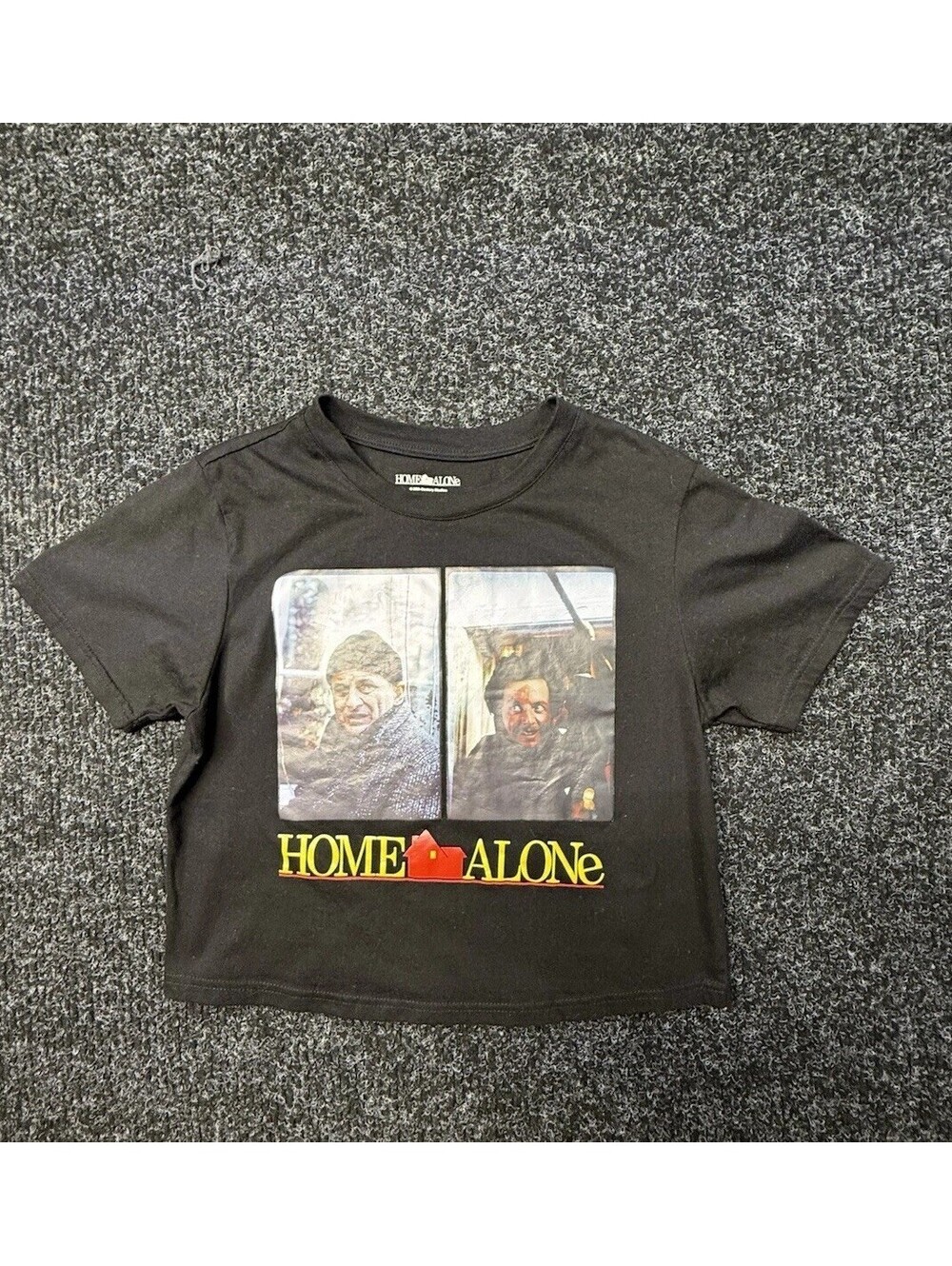 Home Alone Harry Marv Wet Bandits Black Crop T Shirt Womens Medium Movie Tee